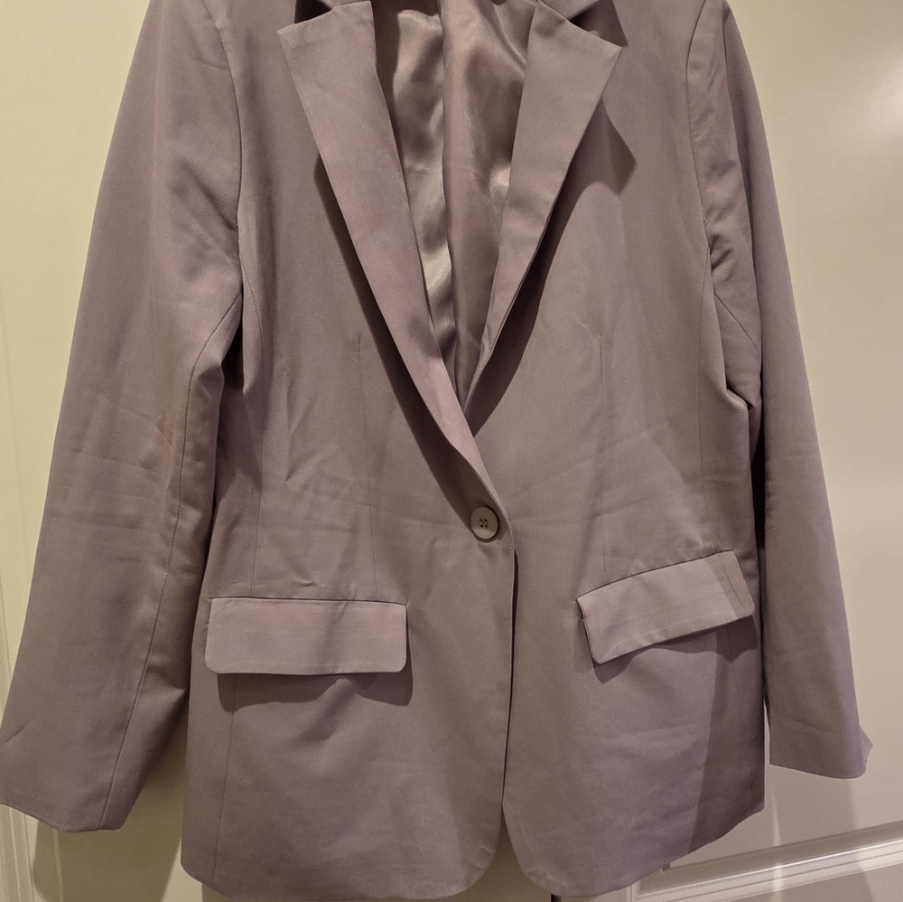 Women's Lilac Single-Button Blazer Jacket - Picture 3 of 9